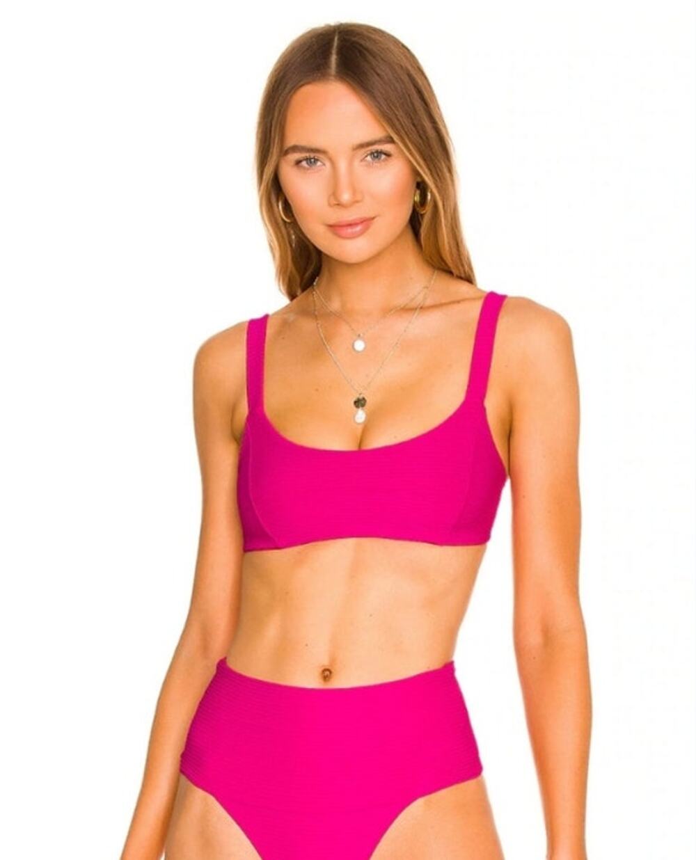 L*Space Jess Bikini Top in Bougainvillea Pink Ribbed Size Small NWT